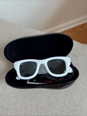 Ray-Ban White Frame Sunglasses with Dark Lenses